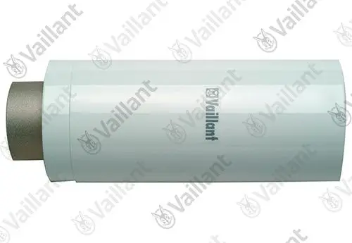 Vaillant Verlängerungsrohr in weißer Ausführung mit metallischem Anschluss. Das Produkt hat eine zylindrische Form und ist für Heizsysteme konzipiert.